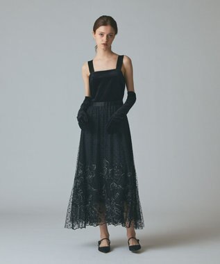 GRACE CONTINENTAL ドットフラワーembドレス