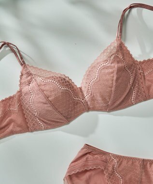 une nana cool 【リニューアル】364ブラ レース ノンワイヤーブラ コーラル