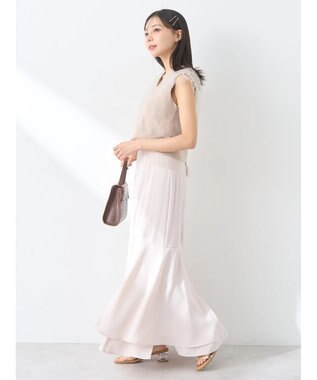 earth music&ecology サイドリブ切替バックレースアップスカート Ivory