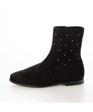 Riz raffinee <Riz raffinee>スタッズ付インヒールブーツ ブラックスエード