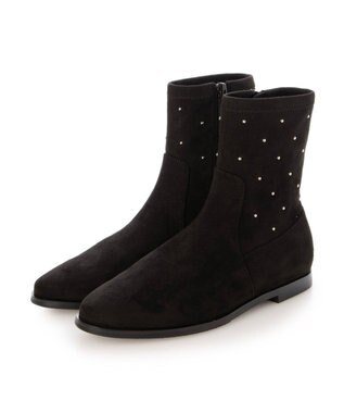 Riz raffinee <Riz raffinee>スタッズ付インヒールブーツ ブラックスエード