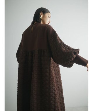 Green Parks armonia．異素材切替ワンピース Brown