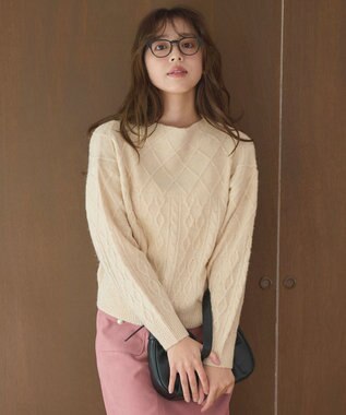 Feroux 【洗える】ケーブルアソート プルオーバーニット