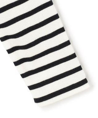 23区 L 【洗える】オーガニックコットンリブ クルーネック カットソー ブラックボーダー