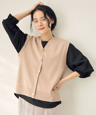 ANY メタルボタンニットベスト ベージュ