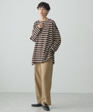 AMERICAN HOLIC ボーダーカットＢＩＧプルオーバー Brown