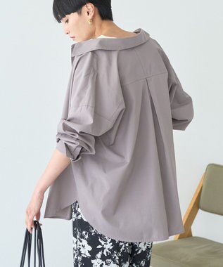 AMERICAN HOLIC 抜け衿スキッパーシャツ Gray Beige