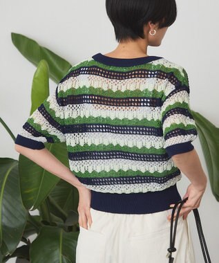 AMERICAN HOLIC マルチボーダー配色ニット Navy