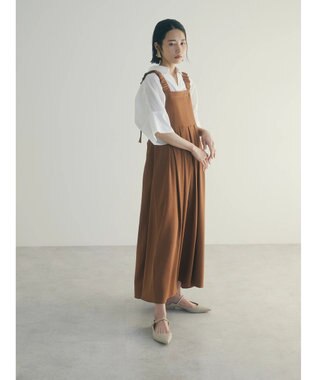 Green Parks armonia.ギャザーストラップワンピース Brown