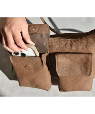 genten ゴートシュリンク ショルダーバッグ小 グレージュ