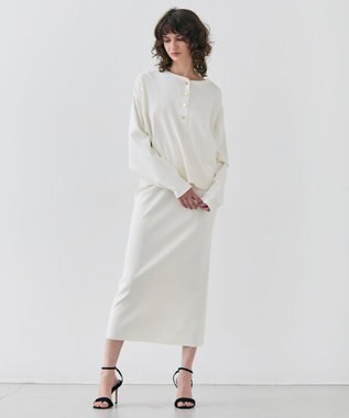 BEIGE， 【洗える】LAURA / クルーネックボタンニットトップス Ecru