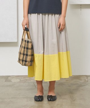 J.PRESS YORK STREET 【WOMEN】バイカラーギャザー スカート