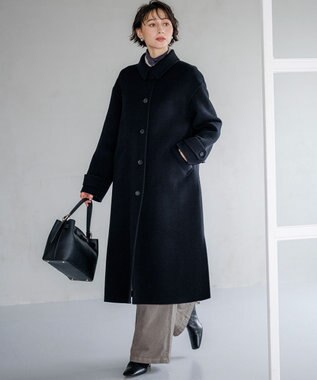 23区 【先行予約】MANTECOPureリバー ステンカラー ロングコート ブラック系