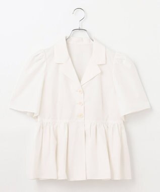 #Newans 【セレモニーにも】オープンカラーペプラムブラウス ホワイト