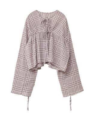 earth music&ecology ワッシャードロスト羽織りシャツ Check Mocha