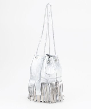 23区 MARCO MASI レザー フリンジ 巾着 バッグ シルバー系