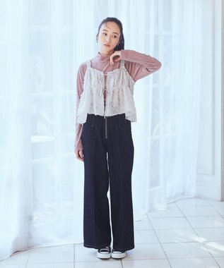 earth music&ecology フロントジップデニムパンツ Black