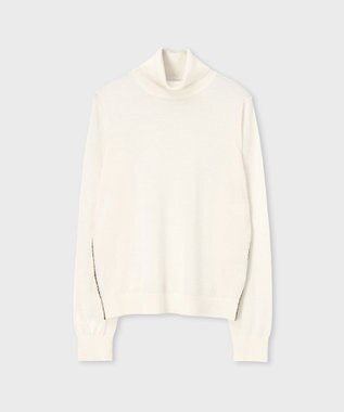 Paul Smith ドレープウール ストライプ タートルネック ニット オフホワイト