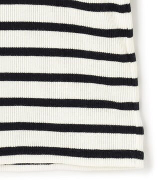 23区 L 【洗える】オーガニックコットンリブ クルーネック カットソー ブラックボーダー