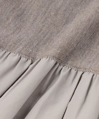 23区 L 【洗える】ギャザーコンビ ニットワンピース ベージュ系