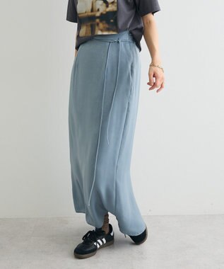 CRAFT STANDARD BOUTIQUE ダルサテンIラインスカート Blue Green