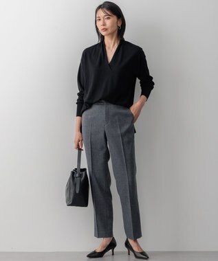 23区 【洗える】ウールテンジク Vネック ニット ブラック系