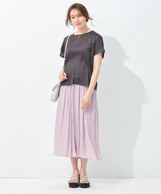 自由区 【セットアップ可/洗える】ブライトサテンライト ジャージーコンビ カットソー ブラック系5