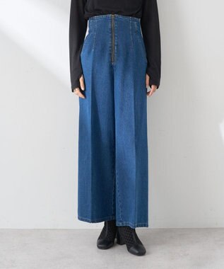 earth music&ecology フロントジップデニムパンツ Medium Indigo