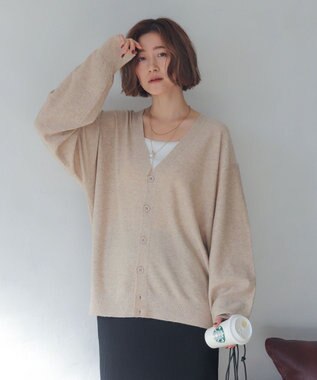 WEGO 【WEB限定/2025年秋冬新作//洗濯可/MLサイズ展開/ユニセックス着用ITEM】ドロップショルダーカーディガン ベージュ