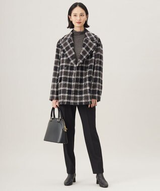 自由区 S BALLIループミルドチェック コート ブラック×モカ