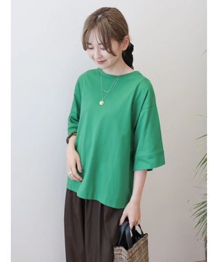 AMERICAN HOLIC 接触冷感ＳＺ５分袖カットプルオーバー Green