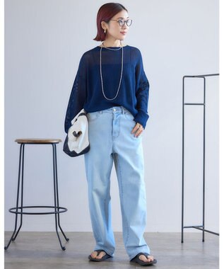 UNFILO メッシュニットプルオーバー ネイビー