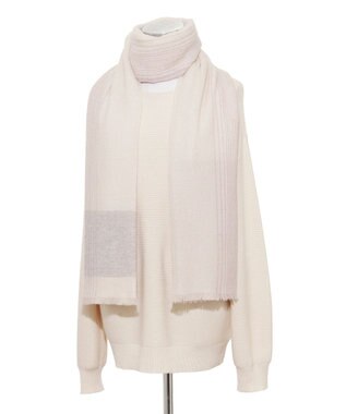 MOONBAT FURLA(フルラ）カシミヤ100％ オンブレー チェック ストール 手洗いOK オフホワイト