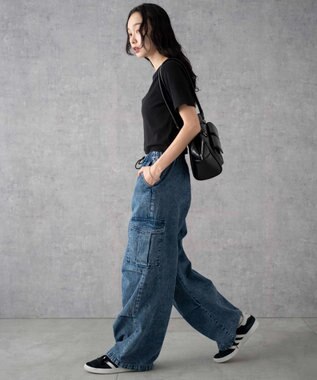 WEGO デニムパラシュートカーゴパンツ デニム中濃色