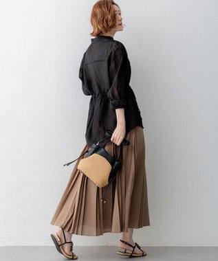 23区 【先行予約】リネンミックスシアースラブ ミリタリージャケット ブラック系