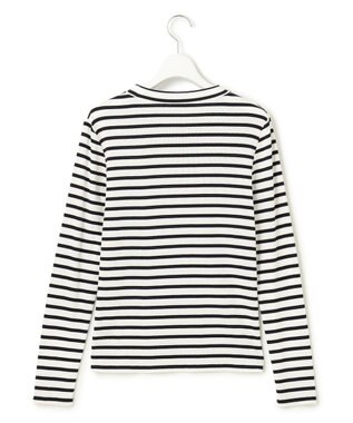 23区 L 【洗える】オーガニックコットンリブ クルーネック カットソー ブラックボーダー