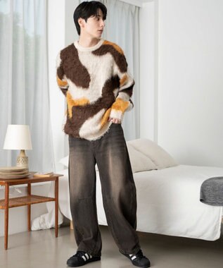 WEGO 【ユニセックス着用ITEM】マーブルシャギーニットプルオーバー ブラウン