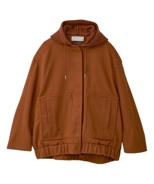 Green Parks ニットフード付きウーリーブルゾン Camel