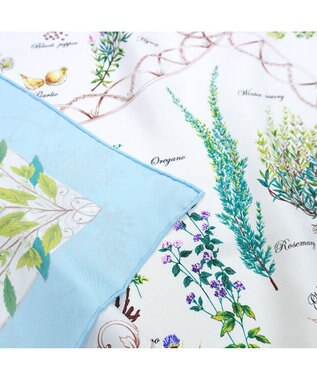 Marca ＜春の新色！＞【伝統横濱スカーフ】ハーブガーデン 大判 シルクツイル スカーフ ライトブルー