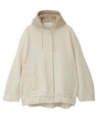Green Parks ニットフード付きウーリーブルゾン Off White
