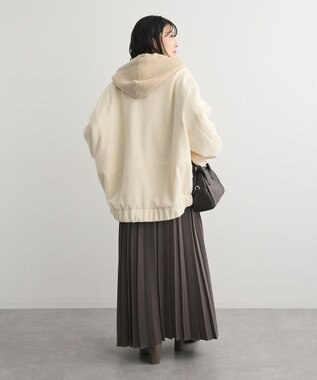 Green Parks ニットフード付きウーリーブルゾン Off White