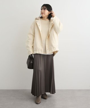 Green Parks ニットフード付きウーリーブルゾン Off White