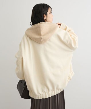 Green Parks ニットフード付きウーリーブルゾン Off White