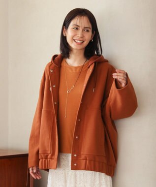 Green Parks ニットフード付きウーリーブルゾン Camel