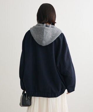 Green Parks ニットフード付きウーリーブルゾン Dark Navy