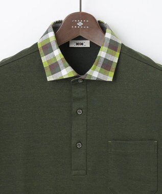 JOSEPH ABBOUD 【リネン素材/清涼感/吸水速乾】リネンハニカム 半袖 ポロシャツ ダークグリーン系