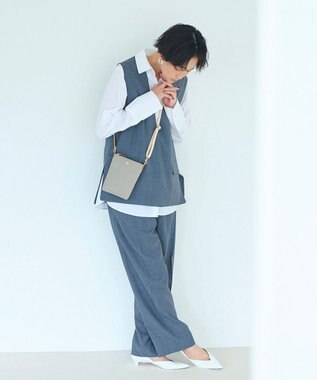 TOPKAPI 【Breath TOPKAPI】SCOTCH GRAIN スコッチグレイン ネオレザー サコッシュ スマホ ショルダーバッグ ライトグレー