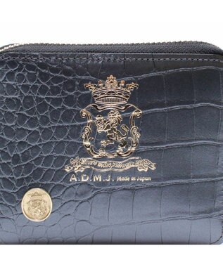 A.D.M.J. 【牛革】クロコ型押しスモールウォレット オニキスパーライズ