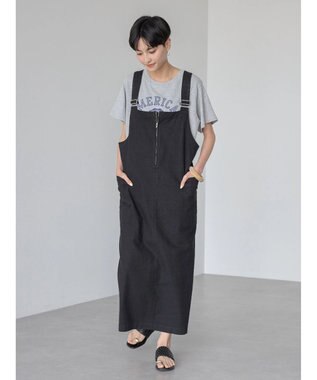 AMERICAN HOLIC リネンブレンドＩラインジャンバースカート Black