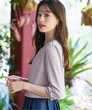 Tiaclasse L 【洗える】袖口リボンカットソーボレロカーディガン グレージュ